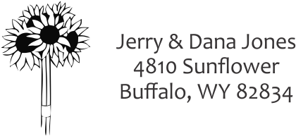 Sunflower Bouquet Address Stamp - Black And White Sunflower Clipart (500x500), Png Download