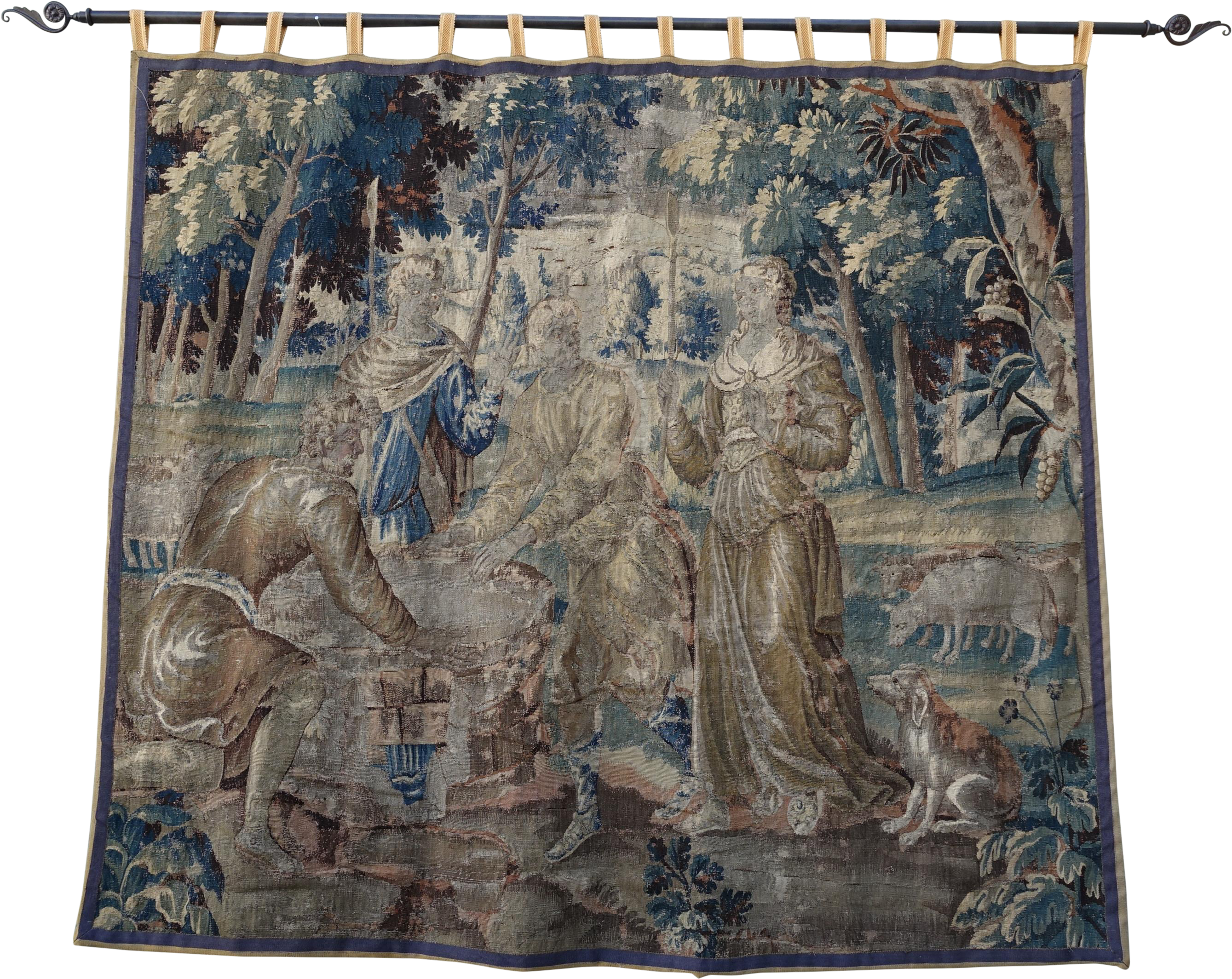 18th Century French Figural Tapestry On Iron Rod On - Tapestry (2974x2364), Png Download