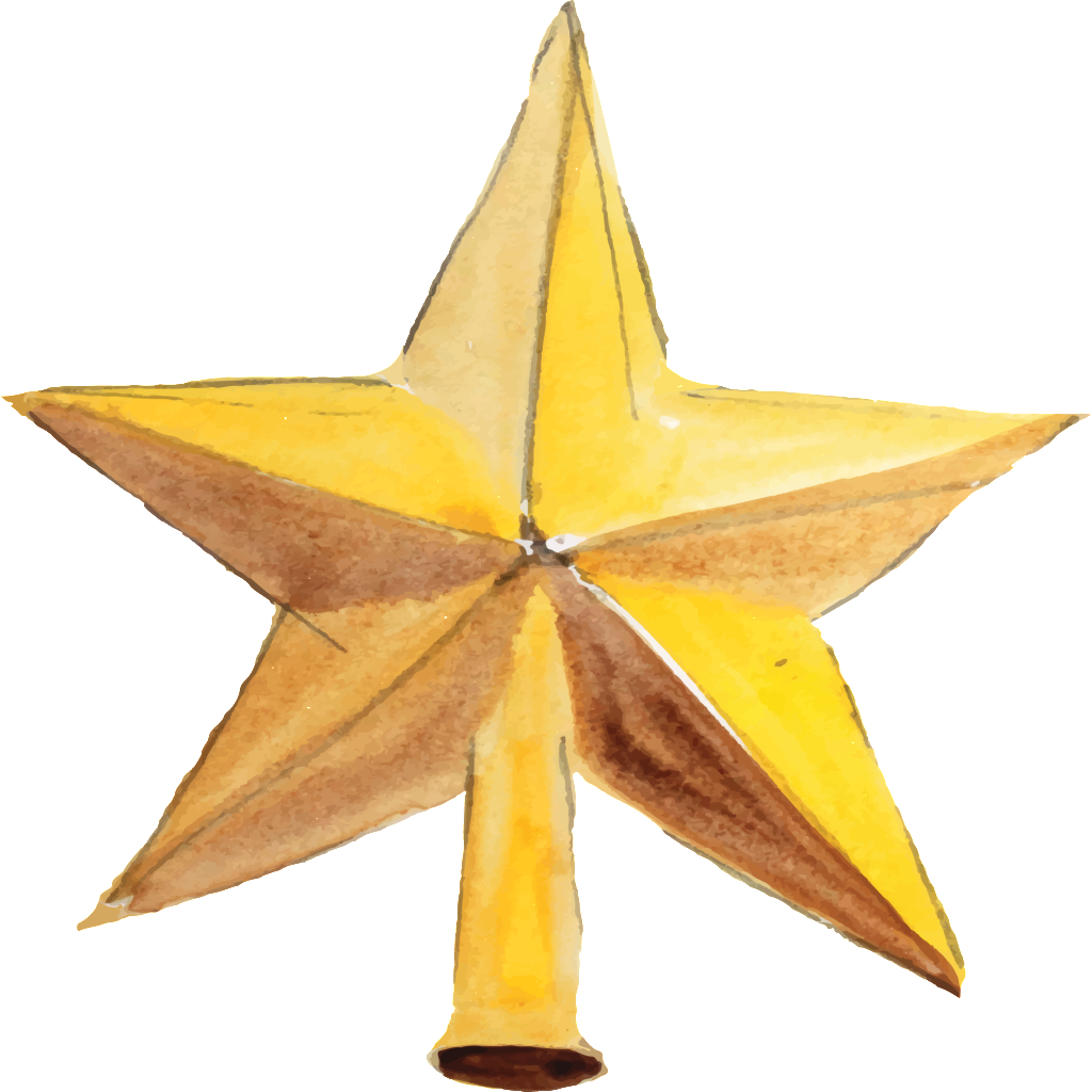 Hand Painted Watercolor One Star Transparent Cartoon - Portable Network Graphics (1024x1024), Png Download