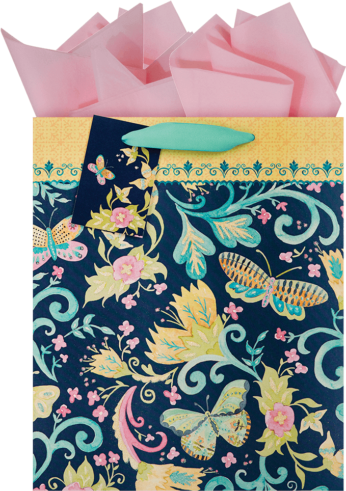 Scroll And Flower Large Bag - Motif (1000x1000), Png Download