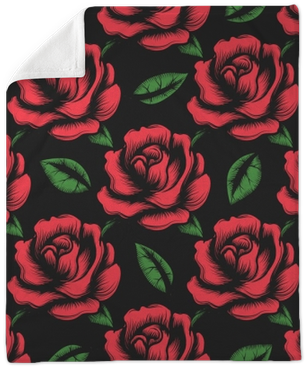 Red Rose Flower Seamless Pattern With Green Leaves - Roses Pattern Drawing Red (400x400), Png Download