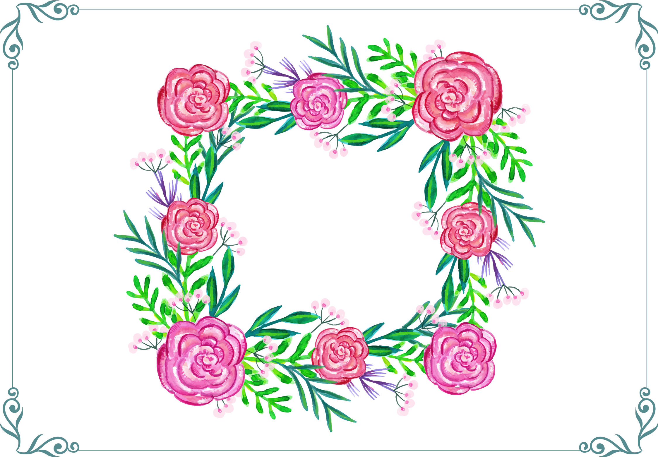 Graphic Free Download Floral Design Pink Rose Watercolor - Rose (2257x1580), Png Download
