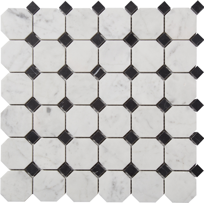 Mosaic Floor Png - Octagonal Mosaic Carrara Nero (800x800), Png Download