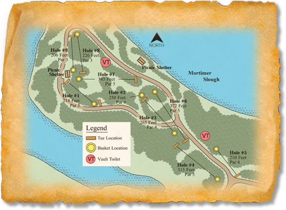 Oakwood Lakes State Park Disc Golf Course - Oakwood Lakes State Park Sd Map (565x417), Png Download
