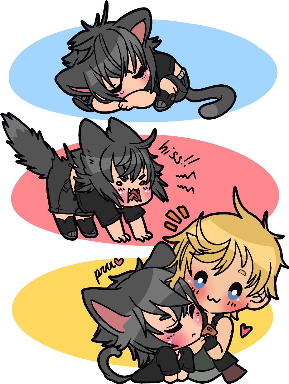 Noctis Lucis Caelum Black Kitty Cat Unlucky Kitten - Final Fantasy Cat Noctis (1000x1281), Png Download