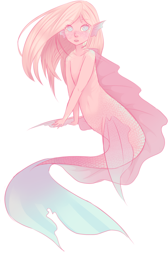 Transparent Mermaid Aesthetic Huge Freebie Download - Pastel Aesthetic Girl Drawing (750x1066), Png Download