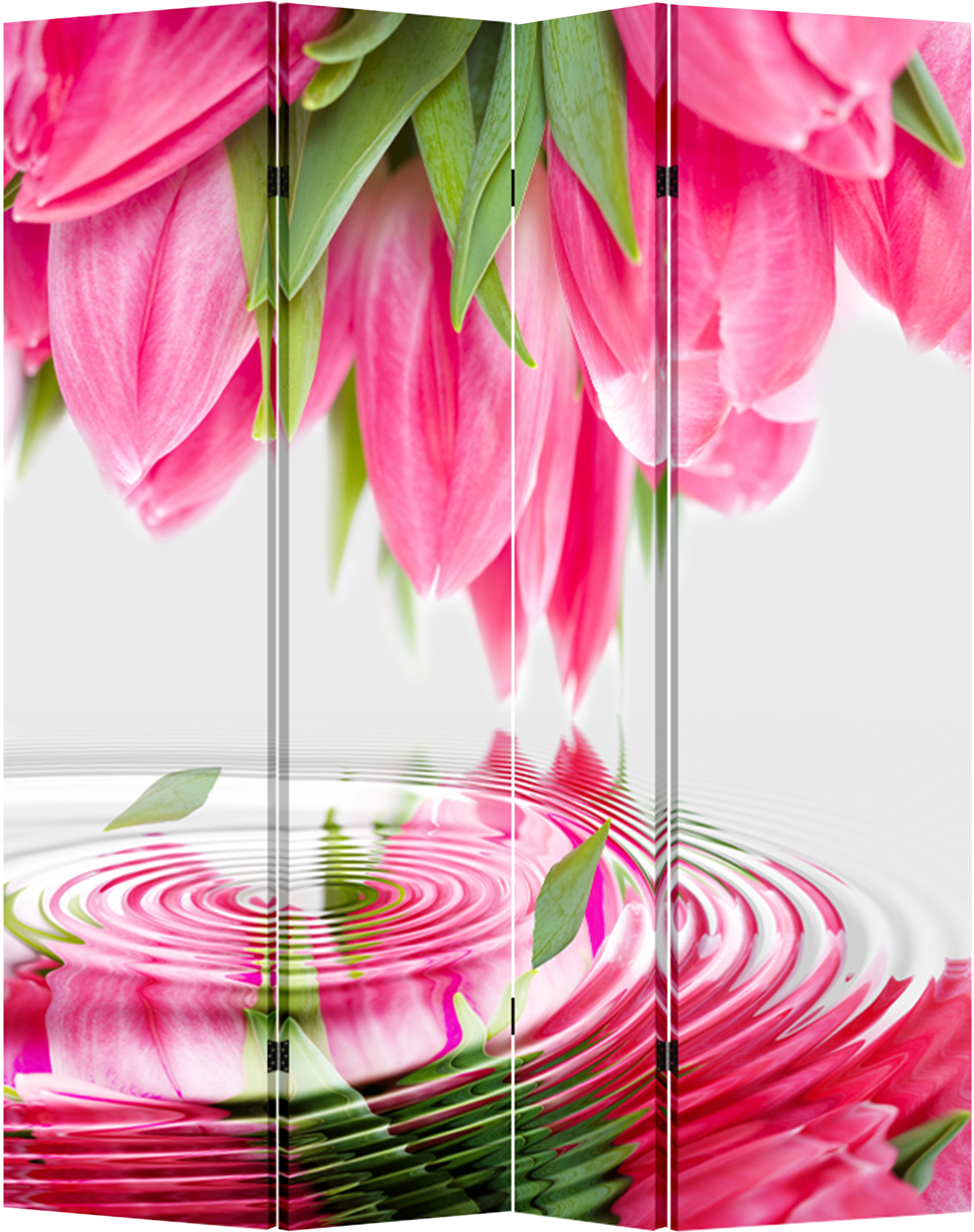 4 Panel Folding Screen Canvas Divider- Pink Tulips - Toa 4 Panel Folding Screen Canvas Privacy Partition (1751x2200), Png Download