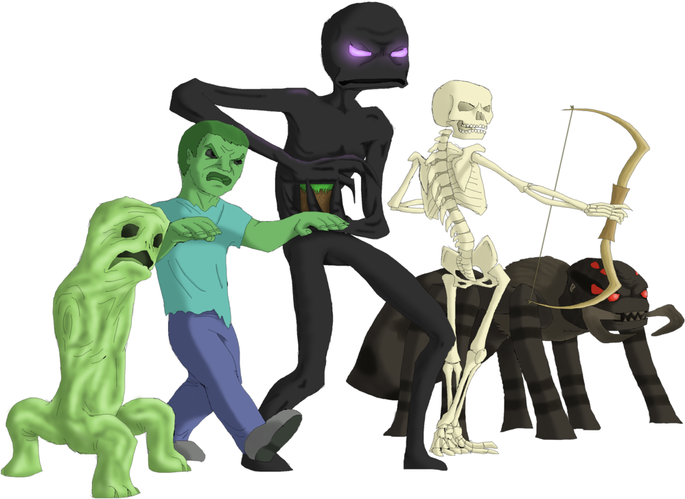 Main Evil Mobs In Minecraft By Crispokefan On Deviantart - Minecraft Mobs (1024x746), Png Download