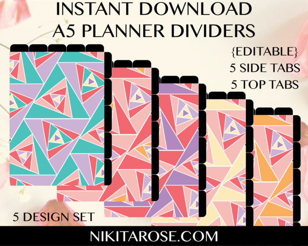 A5 Dividers - Printable Life Tabs (600x480), Png Download
