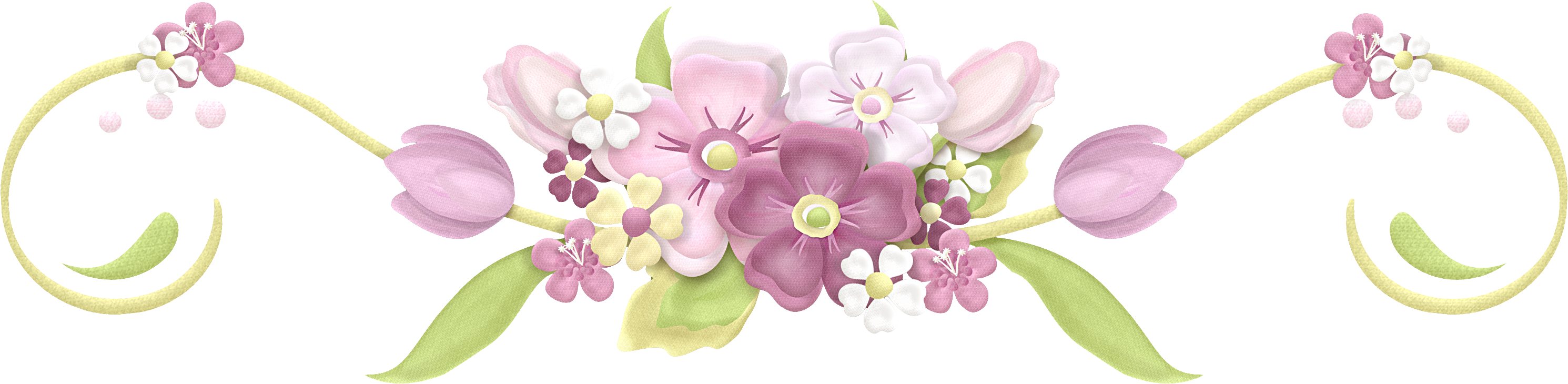 Graphic Library Library Barras Separadoras Flores Verdes - Laço Com Flores Png (2981x730), Png Download