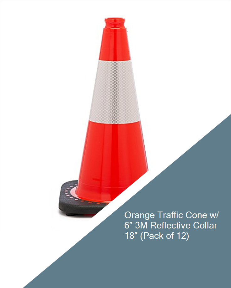 Orange Traffic Cone W/ 6″ 3m Reflective Collar 18″ - Jbc Safety Plastic Inc Free Stencil 18" Orange Traffic (735x1100), Png Download