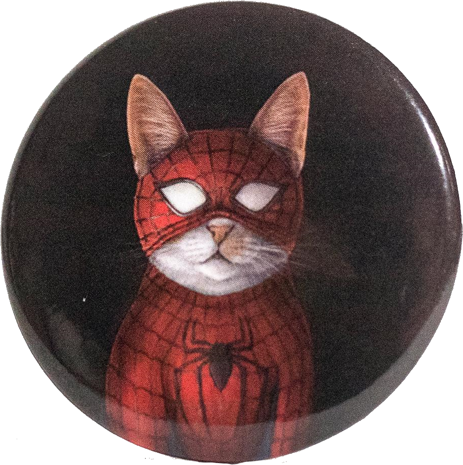 31 Aug - Spider-cat 1.5" Pinback Button (928x937), Png Download