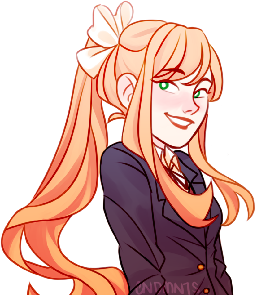 Nice Looking Monika~found Fanart - Illustration (841x950), Png Download