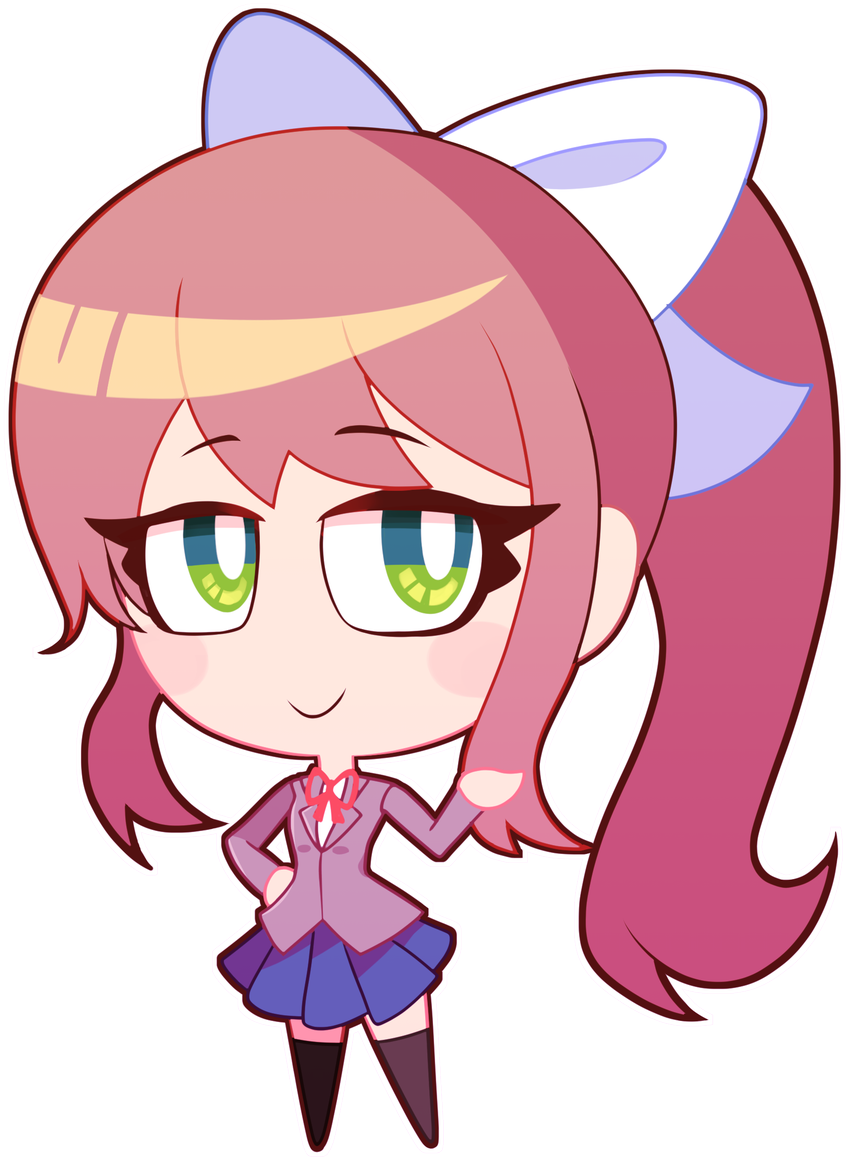 Monika Chibi - Doki Doki Monika Chibi (991x1200), Png Download