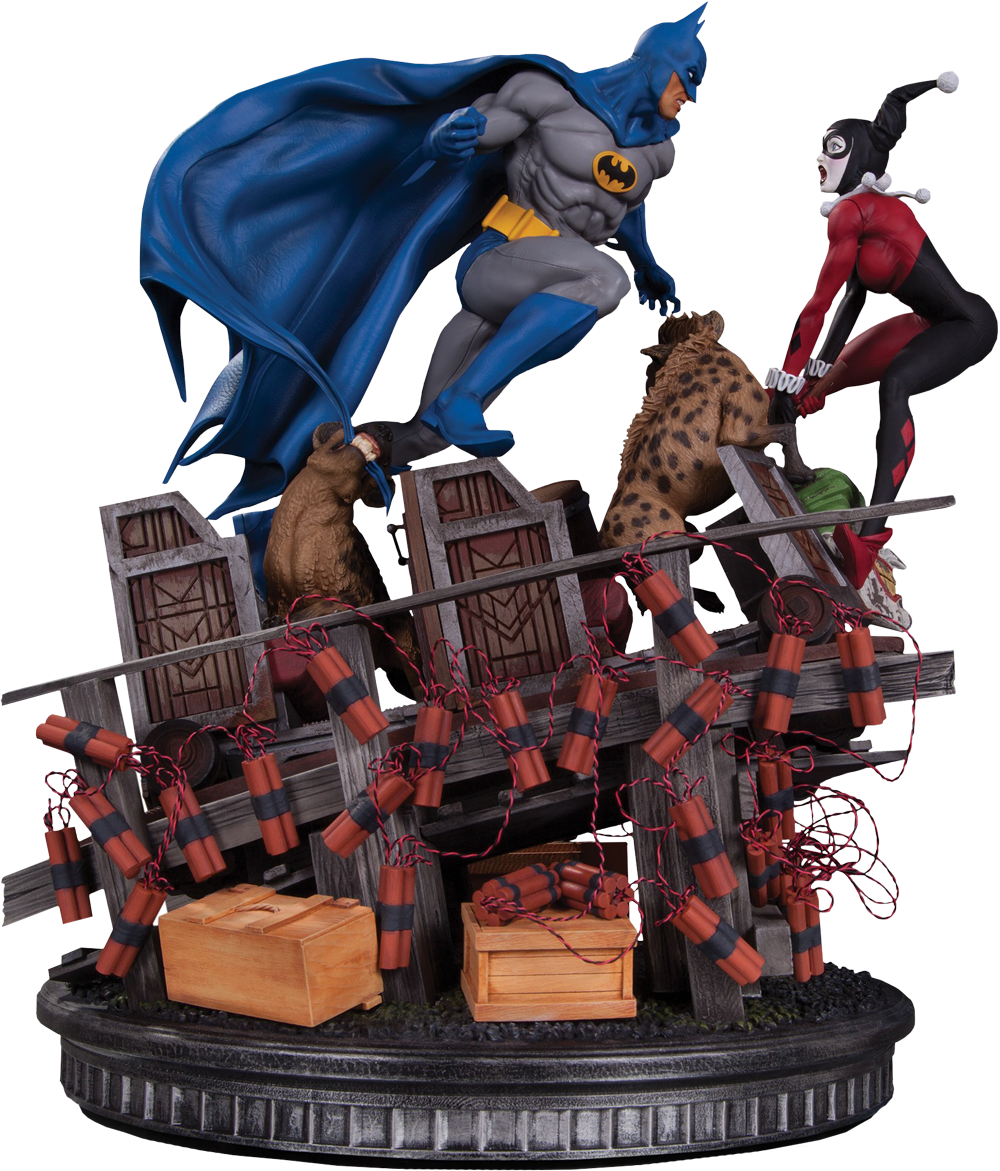 Batman - Dc Collectibles Batman Vs Harley Quinn Battle Statue (1000x1171), Png Download