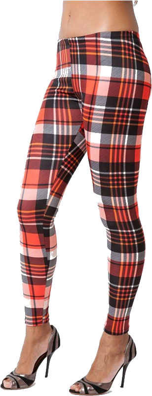 Women's High Waist Plaid Leggings - High-rise (533x800), Png Download