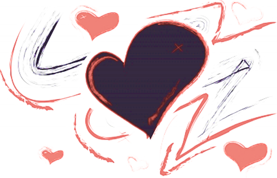 Share This Image - Rot-schwarzes Herz Abstrakt Karte (934x600), Png Download