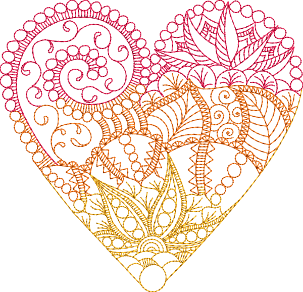 Heart Zendoodle - Heart (600x578), Png Download