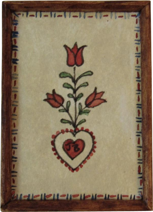 Dollhouse Miniature Watercolor Folk Art Painting Heart - Cross-stitch (822x822), Png Download