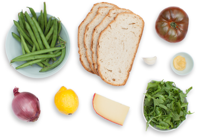 Heirloom Tomato & Fontina Grilled Cheese Sandwiches - Vegetables Top View Png (700x477), Png Download