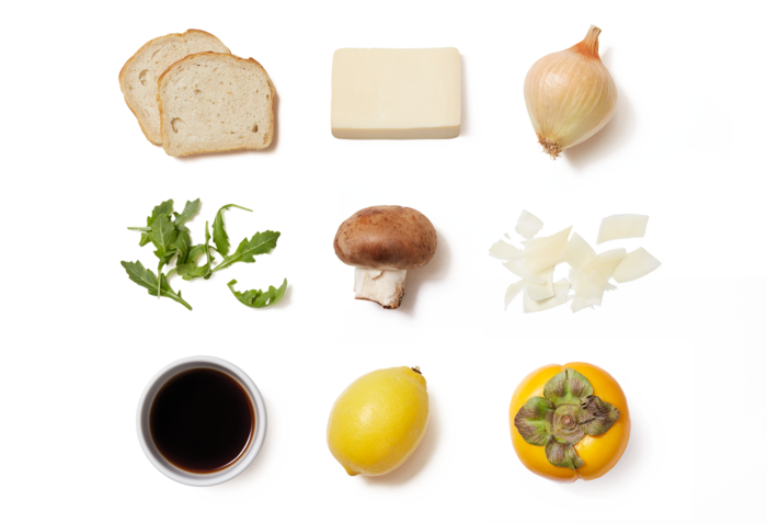 Mushroom Grilled Cheese Sandwiches With Persimmon Salad - Natural Foods (700x477), Png Download