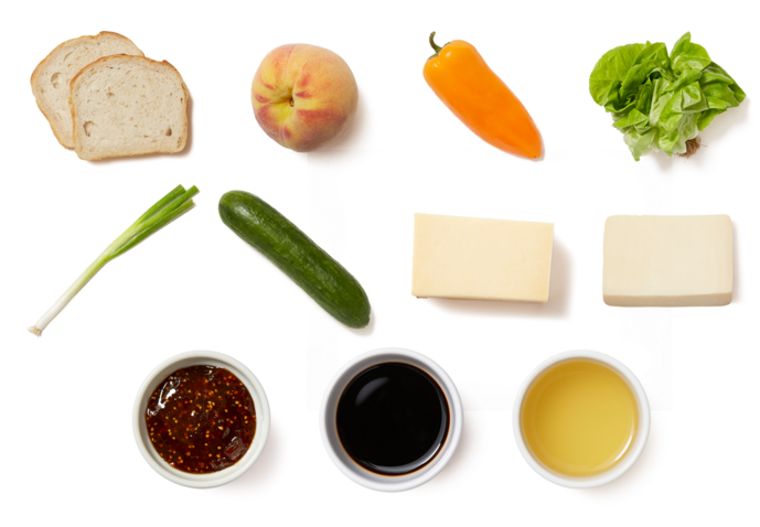 Sweet Pepper & Fig Grilled Cheese With Butter Lettuce - Roasting (700x477), Png Download