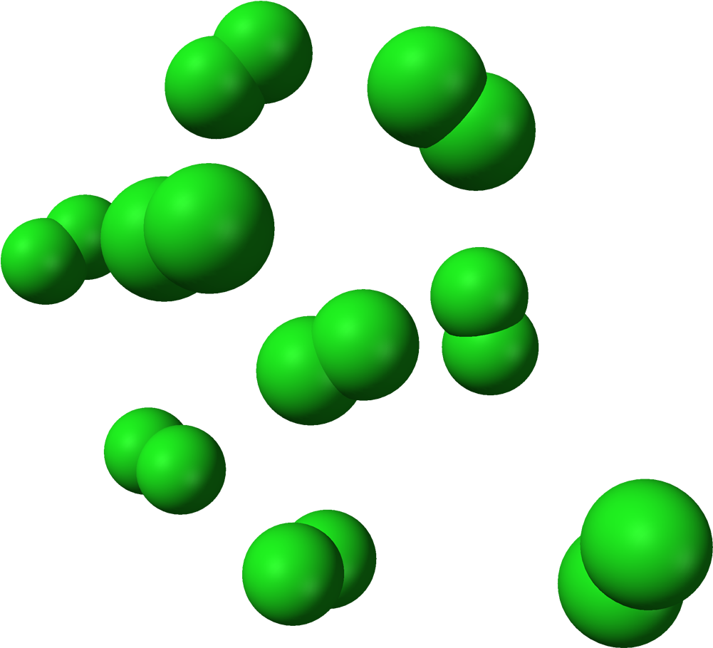 Dichlorine Gas 3d Vdw - Estructura Molecular De Gaseoso (1100x1009), Png Download