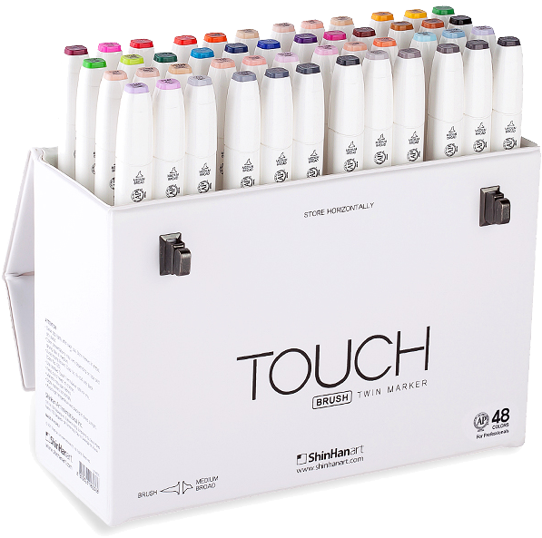 Shinhan Art Touch Twin Brush Marker Sets - Shinhan Touch Twin Brush Marker Set 48 (648x650), Png Download
