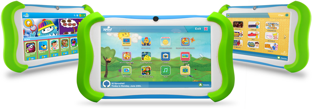Play Video Sprout Cubby - Sprout Channel Cubby Tablet (1078x378), Png Download