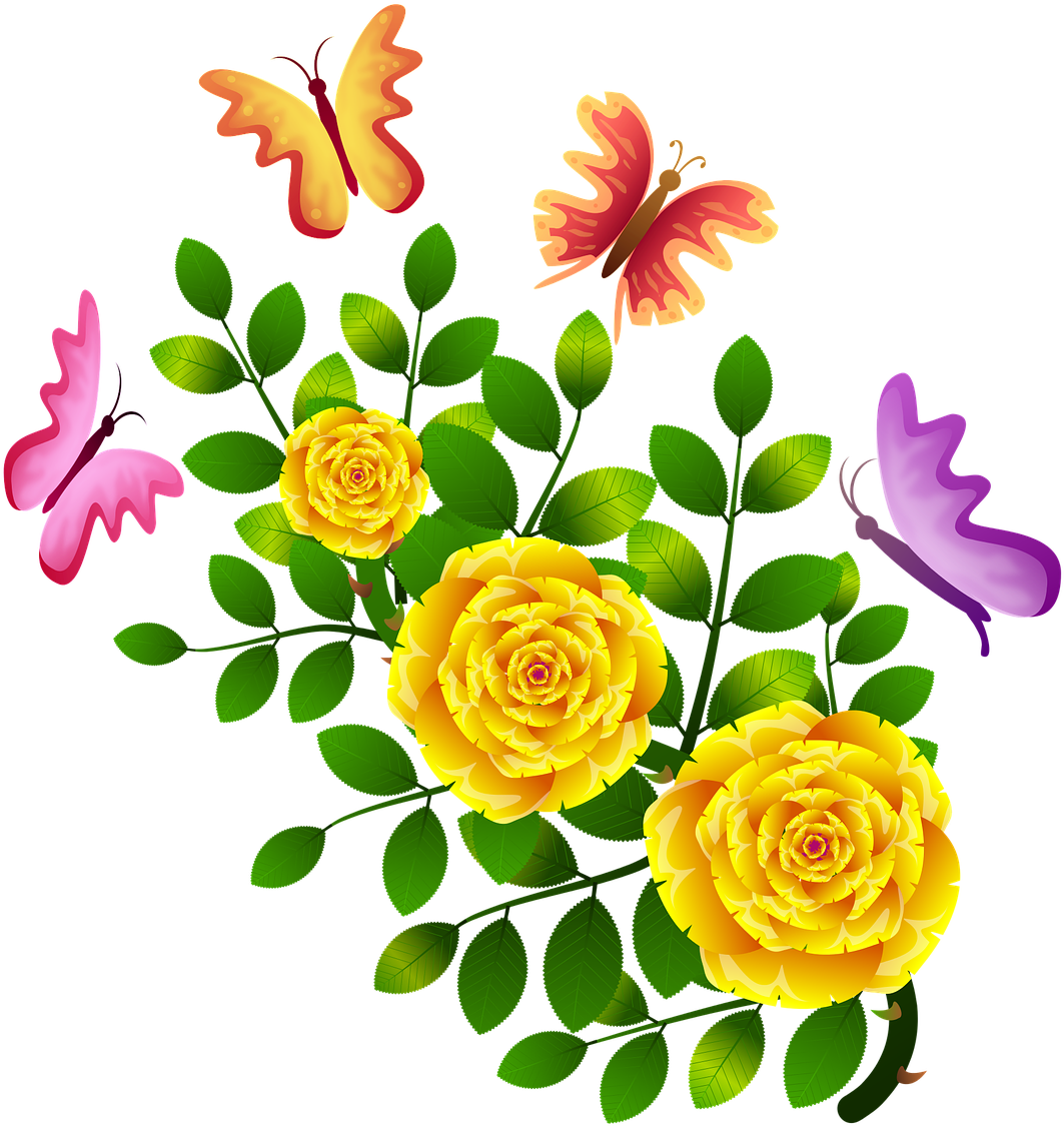 Flores Con Mariposas Png (720x720), Png Download