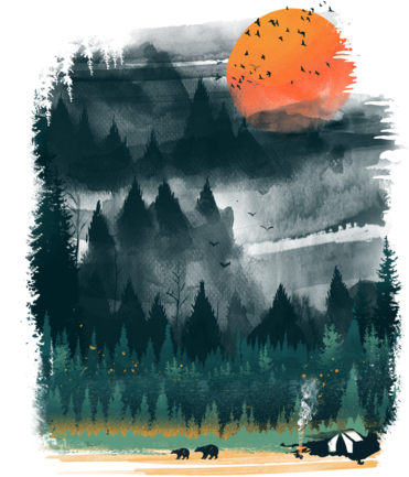 Wilderness Camp Wilderness - Camping Art Prints (571x432), Png Download