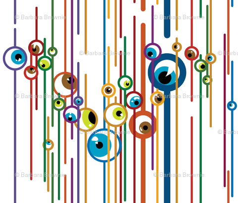 Eyeballs Custom Fabric By Barbara Brownie - Design (481x412), Png Download