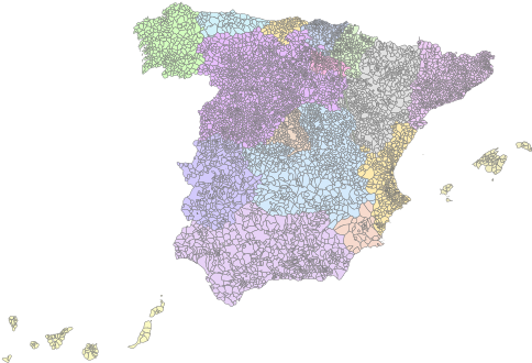 Concellos Por Comunidade Autónoma[editar - Map Spanish Municipalities (500x345), Png Download