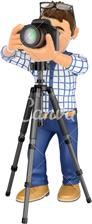 D Photographer With And Tripod Taking - Taking A Photo On A Tripod (457x800), Png Download