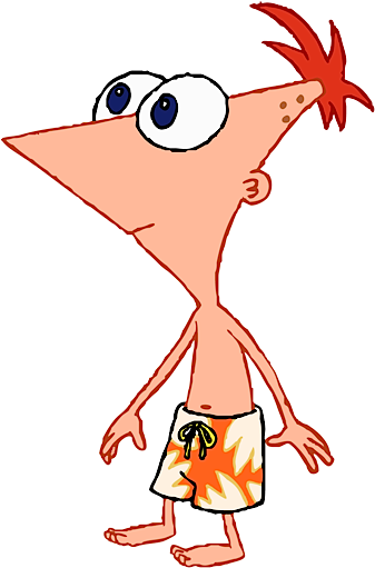 Phineas In Swim Trunks - Phineas And Ferb Swimming (418x545), Png Download