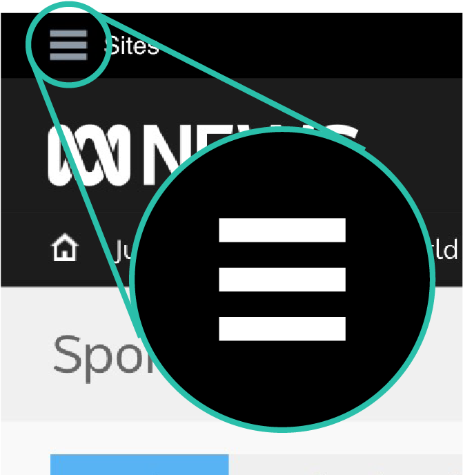 A Close Up Of The Menu Icon, Known As A Hamburger Menu - Graphic Design (1100x800), Png Download