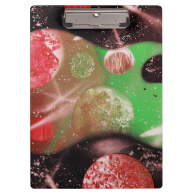 Bass Guitar Red Green Planets Musical Spacepaintin - Bass Guitar Red Green Planets Spraypainting Twin D (400x400), Png Download
