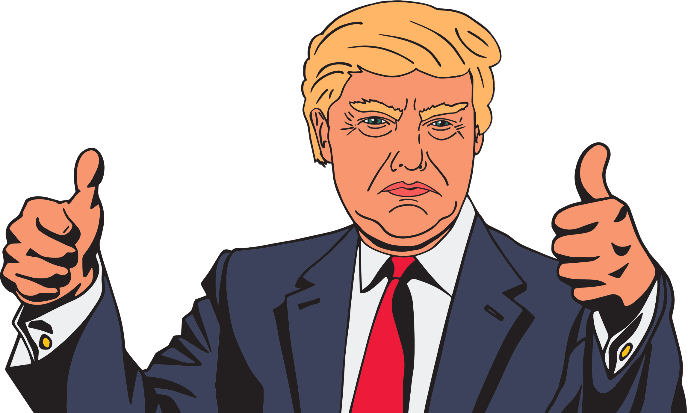 Whether It Was The Appointment Of Indiana Governor - Trump Thumbs Up Cartoon (2297x1379), Png Download