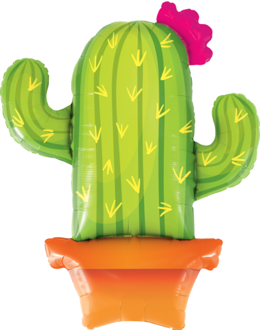 Cactus With Flower Foil Supershape 99cm Balloon - Cactus Qualatex (377x479), Png Download