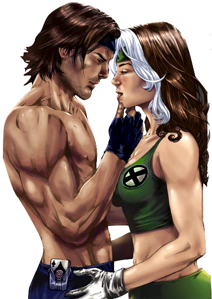 Rogue And Gambit Png By - Rogue And Gambit Together (431x606), Png Download