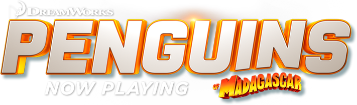 Penguins Now Playing - Dreamworks Penguins Of Madagascar Logo (711x210), Png Download