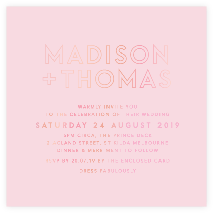 Once Wed Rose Gold Foil Invitation On Pink Blush Card - Poster (432x432), Png Download