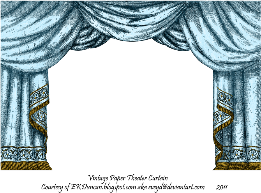Aqua Paper Theater Curtain By Eveyd - Curtains Theatre Free Png (900x675), Png Download