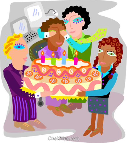 Employee Birthday Party Royalty Free Vector Clip Art - Surprise Happy Birthday Party (429x480), Png Download