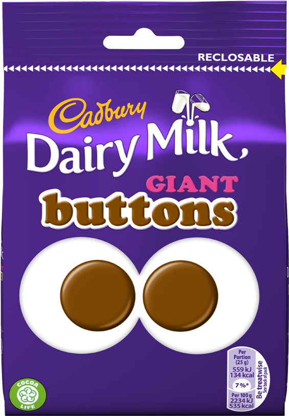 Cadbury Dairy Milk Giant Buttons - Cadbury Dairy Milk Giant Buttons 119g (600x1022), Png Download