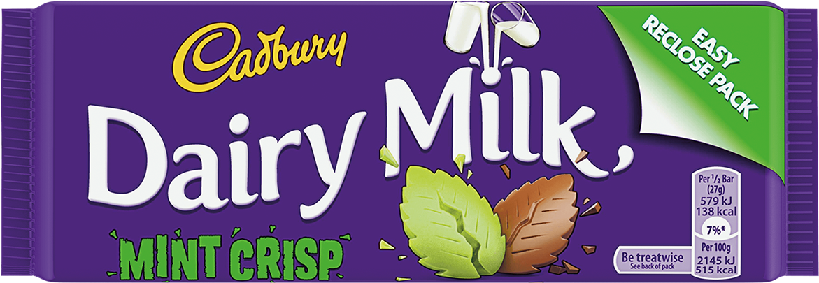 Cadbury Dairy Milk Mint Crisp - Cadbury Mint Crisp (1200x500), Png Download
