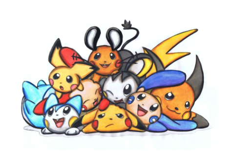 Emolga And Raichu About Me Wanted Links - Pikachu Pichu Plusle Minun Pachirisu Emolga (477x310), Png Download