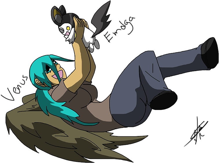 Venus [flx] And Emolga [pokemon] - Emolga (800x588), Png Download