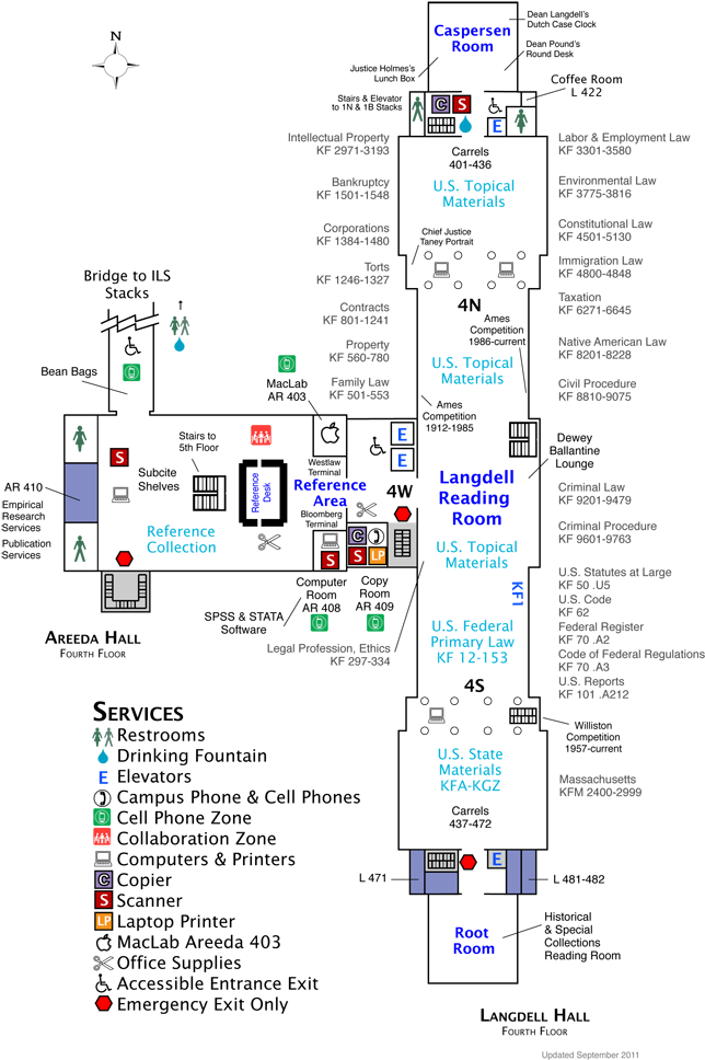 Langdell Hall Fourth Floor Map - Langdell Hall (690x1018), Png Download