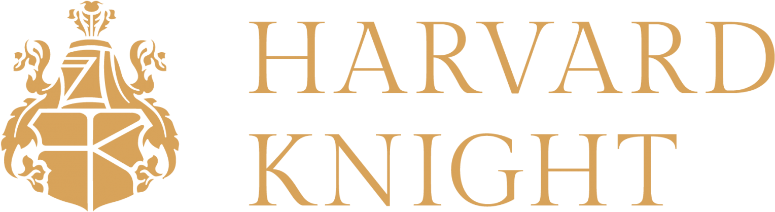 Harvard Knight Logo Landscape Gold (1611x500), Png Download
